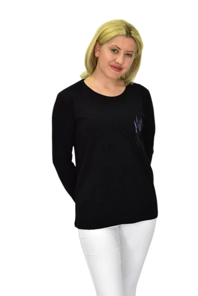 Kadın Uzun Kol Penye Tişört BGL-ST03689 - Resim 11