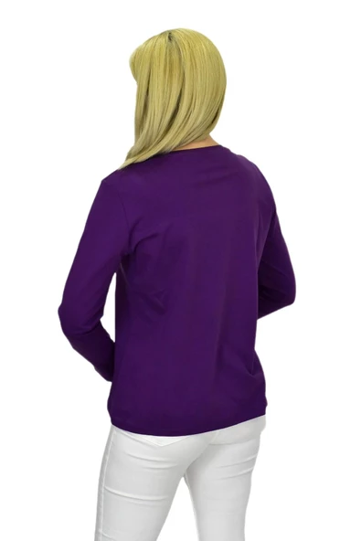 Kadın Uzun Kol Penye Tişört BGL-ST03689 - Resim 10