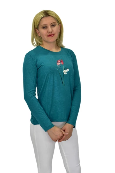 Kadın Uzun Kol Penye Tişört BGL-ST03689 - Resim 12