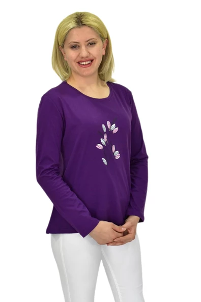 Kadın Uzun Kol Penye Tişört BGL-ST03689 - Resim 5