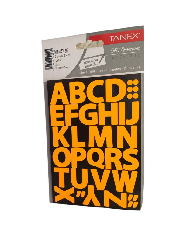 Tanex Stc-555 Harf Etiket 23 Mm – Neon Turuncu (2 Syf)