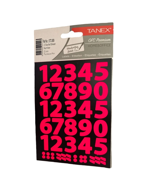 Tanex Stc-559 Rakam Etiket 23 Mm – Neon Pembe (2 Syf)