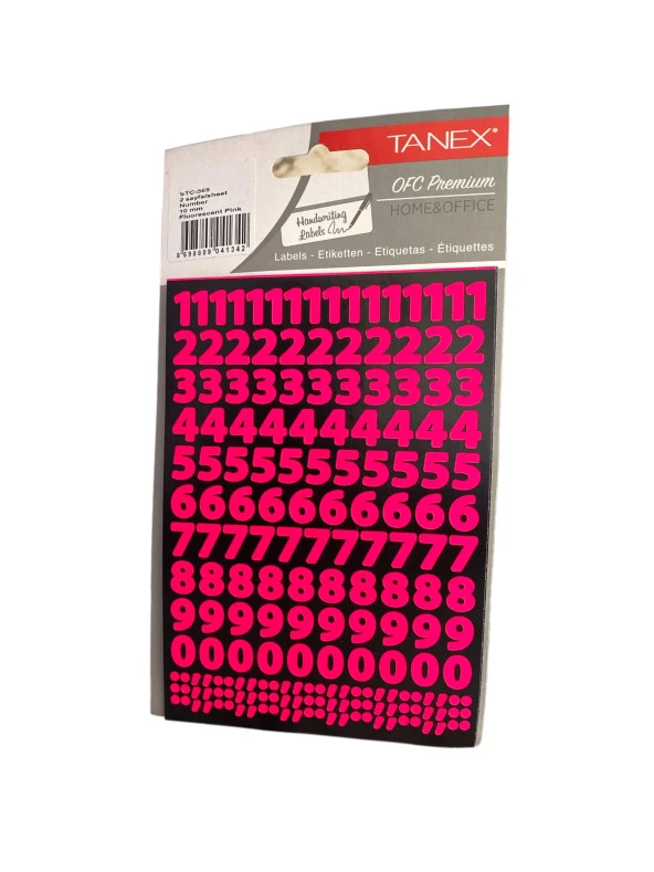 Tanex Stc-569 Rakam Etiket 10 Mm – Neon Pembe (2 Syf)