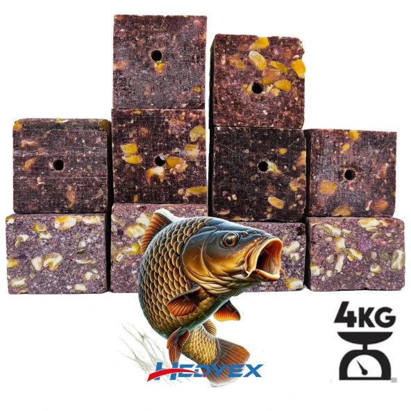 Hedyex 4Kg Sazan Küspesi Delikli Küp Çilekli Mısır Küspesi Kare