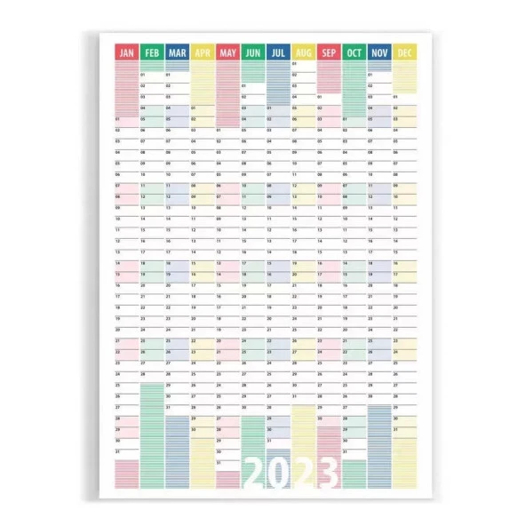 2025 Yıllık Planlayıcı Duvar Takvim Kırmızı Yeşil Mavi Çizgili Yearly Wall Planner - 5