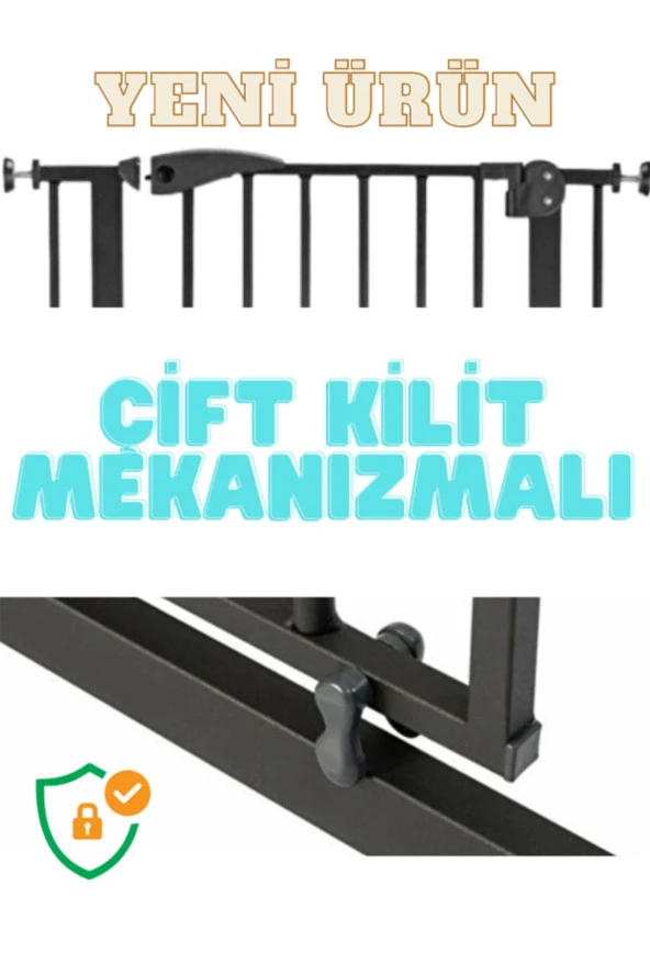 Bebek Çocuk Güvenlik Kapısı 75 - 96 cm Genişllik Bariyer Çift Kilitli Merdiven Korumalığı Emniyetli - 2