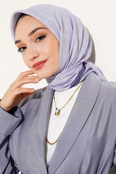 MK Desen Soft Eşarp Menekşe - Resim 2