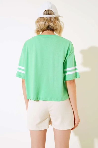 1996 Baskılı T-shirt Yeşil - Resim 3