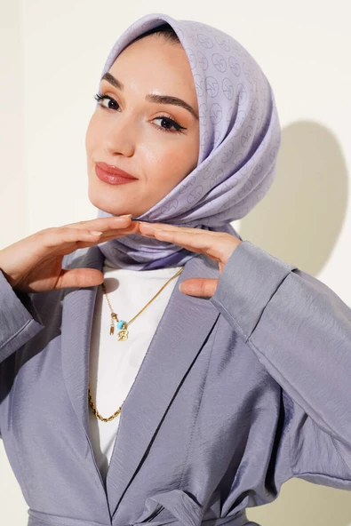 MK Desen Soft Eşarp Menekşe - 1