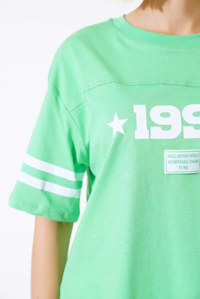 1996 Baskılı T-shirt Yeşil - Resim 4