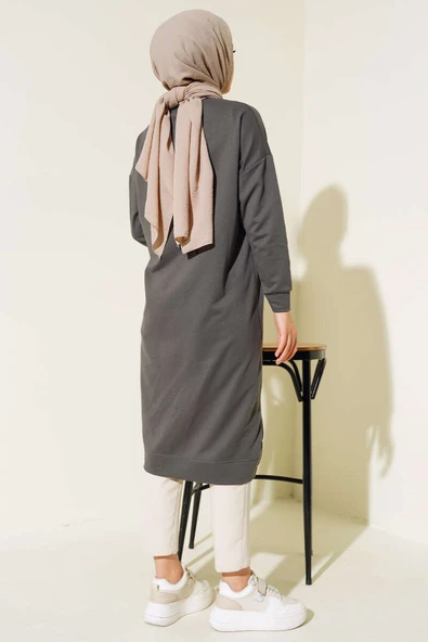 Armalı Uzun Basic Tunik Füme - 3