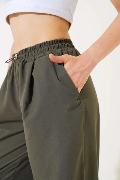 Paça Lastikli Pantolon Haki - Resim 4