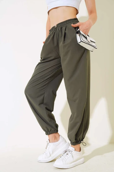 Paça Lastikli Pantolon Haki - Resim 2