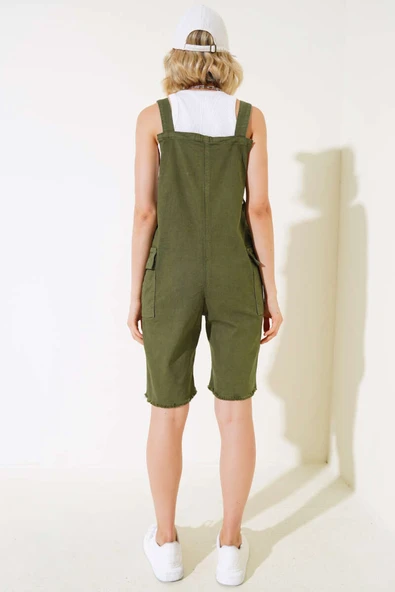 Paça Püsküllü Şortlu Slopet Haki - Resim 3