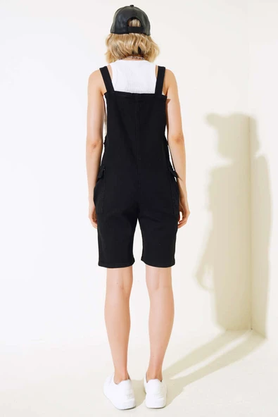 Paça Püsküllü Şortlu Slopet Siyah - Resim 3