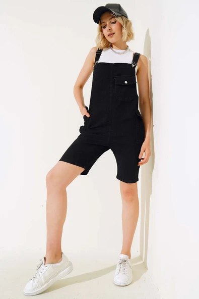 Paça Püsküllü Şortlu Slopet Siyah - Resim 2