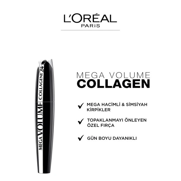 L'Oréal Paris Mega Volume Collagene 24H Siyah Maskara - 3