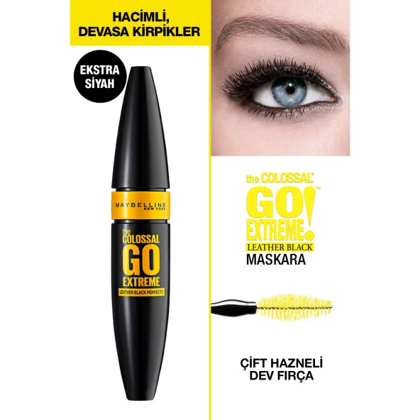 Maybelline New York The Colossal Go Extreme Leather Black Maskara - Ekstra Siyah - Resim 4