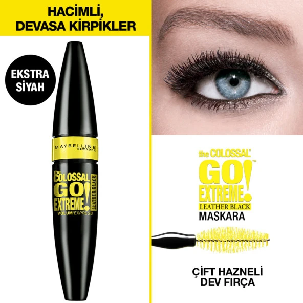 Maybelline New York The Colossal Go Extreme Leather Black Maskara - Ekstra Siyah - Resim 6