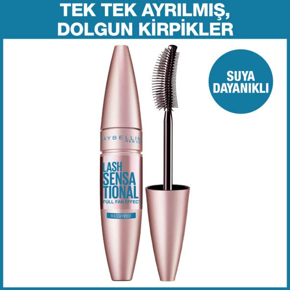 Maybelline New York Lash Sensational Yelpaze Etkili Suya Dayanıklı Siyah Maskara