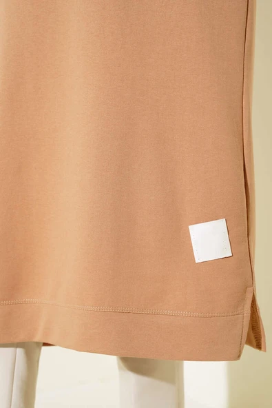 Armalı Uzun Basic Tunik Camel - Resim 4