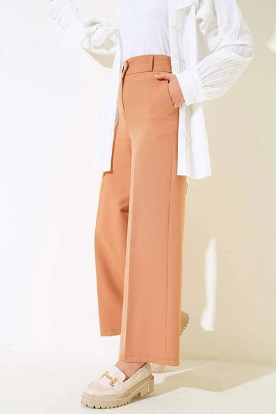 Bol Paça Kumaş Pantolon Latte - 2