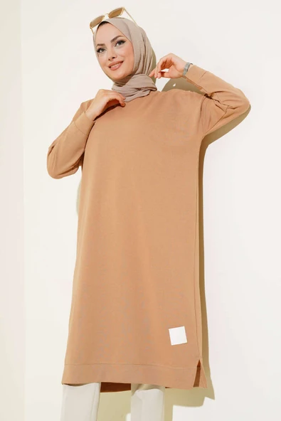 Armalı Uzun Basic Tunik Camel - 1