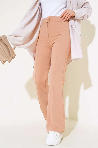 Tek Düğmeli Çımalı Pantolon Camel ürün görseli 1