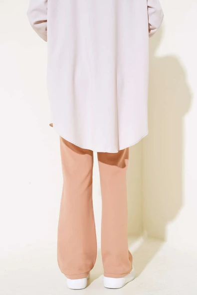 Tek Düğmeli Çımalı Pantolon Camel - Resim 3