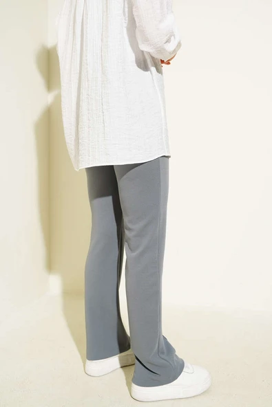 Tek Düğmeli Çımalı Pantolon Kayrak Grisi - Resim 3