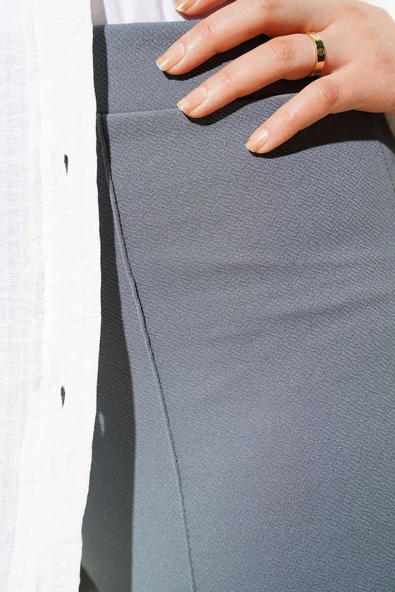 Tek Düğmeli Çımalı Pantolon Kayrak Grisi - Resim 4