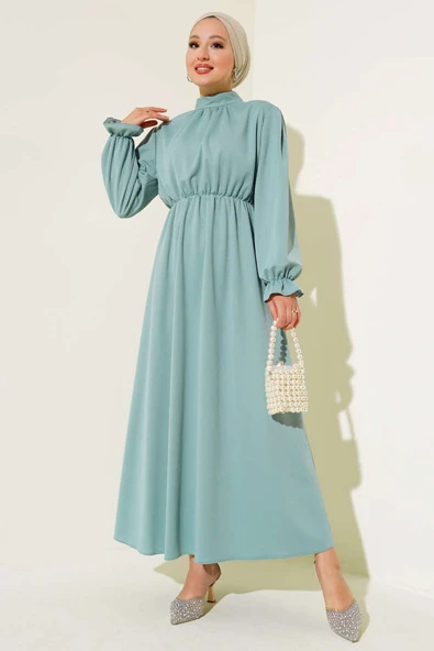 Bel Lastikli Kloş Elbise Mint ürün görseli 1