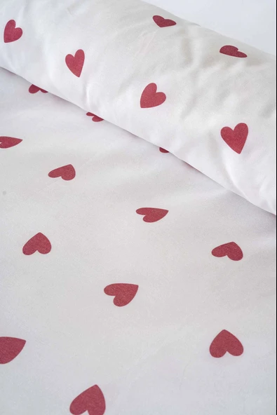 Rivaİstanbul Kırmızı Kalpli Tek Kişilik Nevresim Takımı Pamuklu - Resim 7