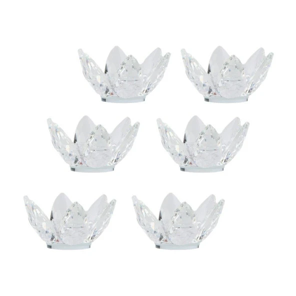 6'lı Çay Tabak Nilüfer Şeffaf Renk