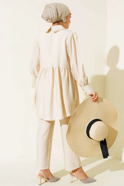 Bebe Yaka Dantel Detaylı İkili Takım Taş - Resim 3