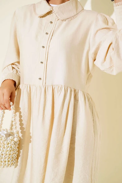 Bebe Yaka Dantel Detaylı İkili Takım Taş - Resim 4