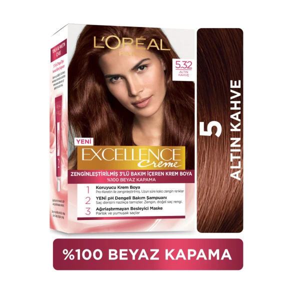 L'Oréal Paris Excellence Creme Saç Boyası - 5.32 Altın Kahve