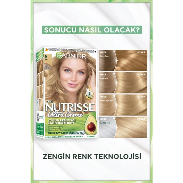 Garnier Nutrisse Yoğun Besleyici Kalıcı Krem Saç Boyası 9 Sarı - 3