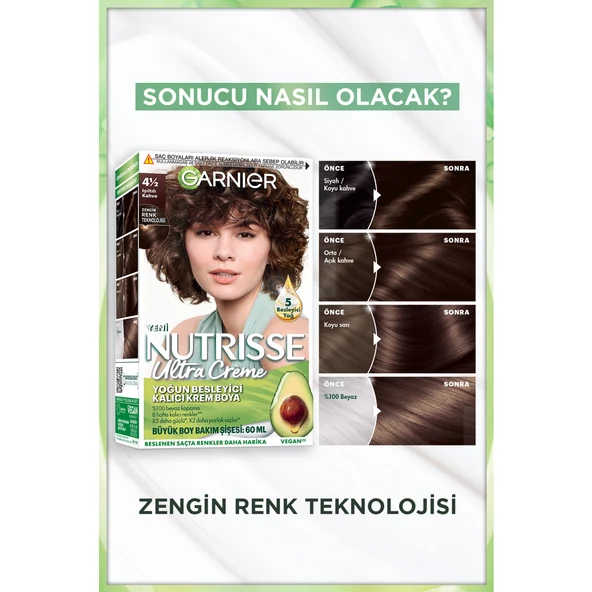 Garnier Nutrisse Yoğun Besleyici Kalıcı Krem Saç Boyası 4 1:2 Işıltılı Kahve - 3