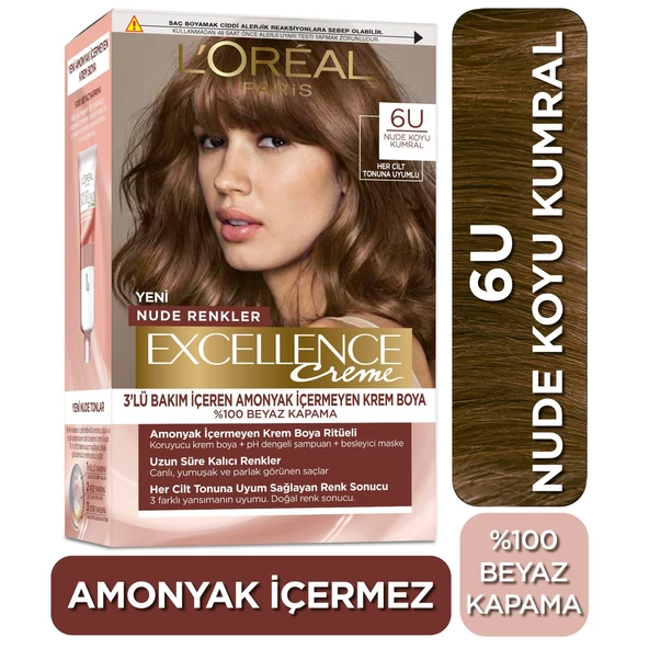 L’Oréal Paris Excellence Creme Nude Renkler Saç Boyası – 6U Nude Koyu Kumral ürün görseli