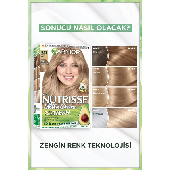 Garnier Nutrisse Yoğun Besleyici Kalıcı Krem Saç Boyası 8.13  Küllü Sarı - 3