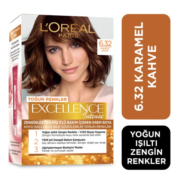 L'Oréal Paris Excellence Intense Saç Boyası 6.32 KARAMEL KAHVE