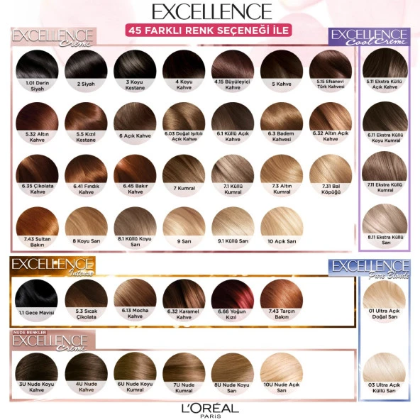 L’oréal Paris Excellence Creme Nude Renkler Saç Boyası – 4U Nude Kahve - 7