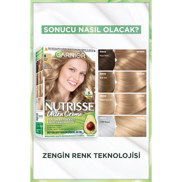 Garnier Nutrisse Yoğun Besleyici Kalıcı Krem Saç Boyası 8 Koyu Sarı - 3