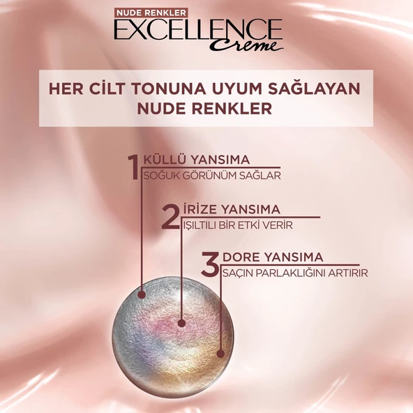 L’Oréal Paris Excellence Creme Nude Renkler Saç Boyası – 6U Nude Koyu Kumral - 4