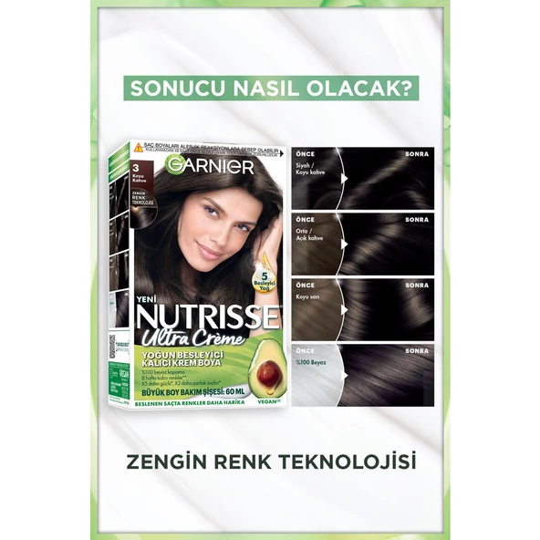 Garnier Nutrisse Yoğun Besleyici Kalıcı Krem Saç Boyası 3  Koyu Kahve - 3