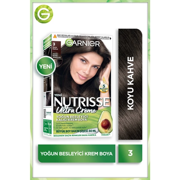 Garnier Nutrisse Yoğun Besleyici Kalıcı Krem Saç Boyası 3  Koyu Kahve