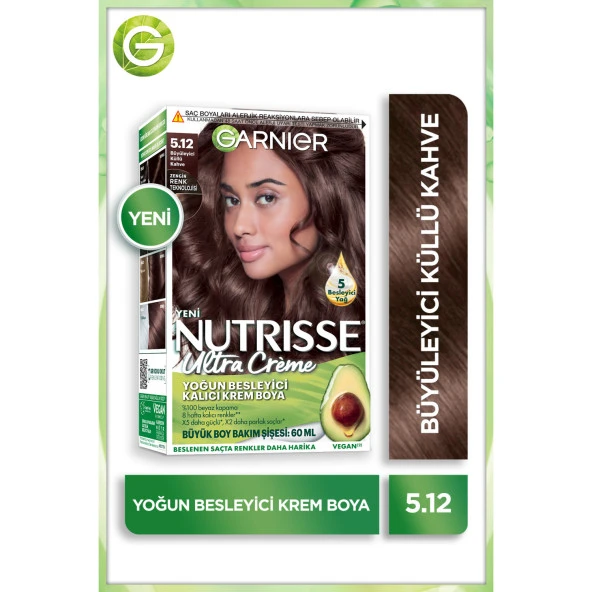 Garnier Nutrisse Yoğun Besleyici Kalıcı Krem Saç Boyası 5.12 Büyüleyici Küllü Kahve