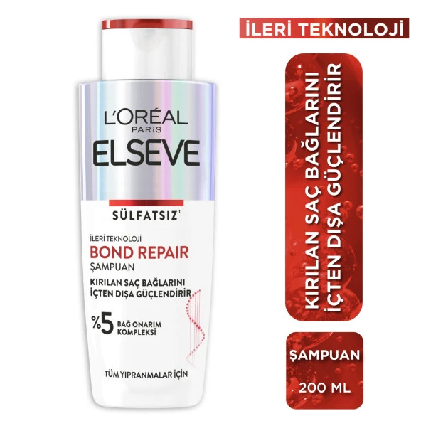 L'Oréal Paris Bond Repair Tüm Yıpranmalar için Saç Bağlarını Güçlendirici Şampuan 200ML