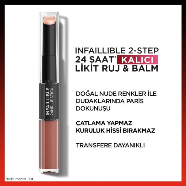 L'oréal Paris Infaillible 2-Step 24 Saat Kalıcı Likit Ruj & Balm - 101 Everlasting Paris - 2